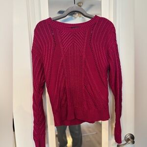 Lauren Ralph Lauren Pointelle-Knit Cotton-Blend Sweater in Fuschia Berry Medium